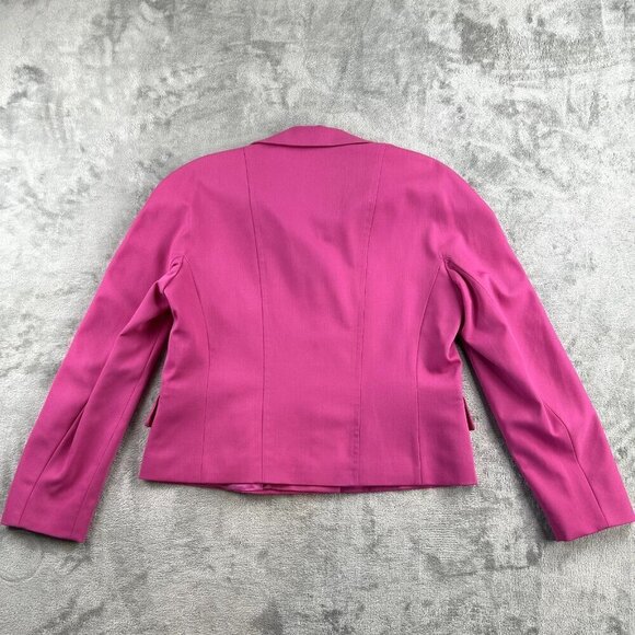 Escada Laurel Women Blazer Medium Size 38 Wool Hot Pink Buttons Pockets Barbie - Picture 10 of 11
